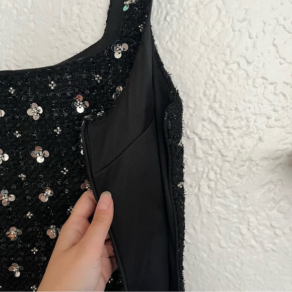 Storia Sequin Tweed Clovers Flowers Side Slit Mini Party Dress Size Large - Picture 9 of 16